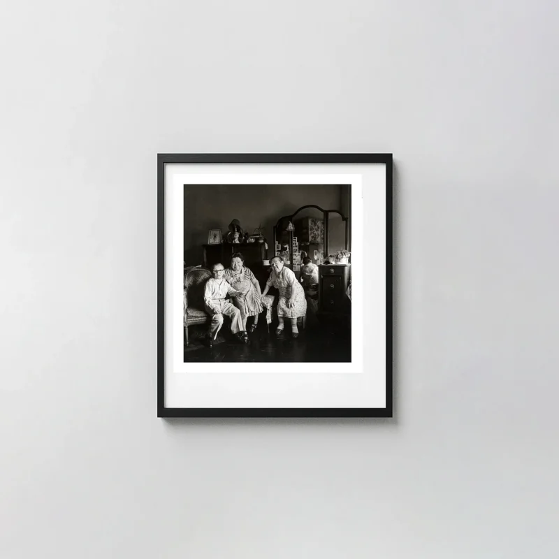 Diane Arbus Art Poster | Three People in a Living Room | Vintage B&W Print