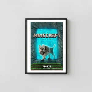 A Minecraft Movie | Official Wolf Character Poster | Gaming Wall Movie Posters xe2x80x93 Portrait Frame Wall Art Mockup | MerchFuse