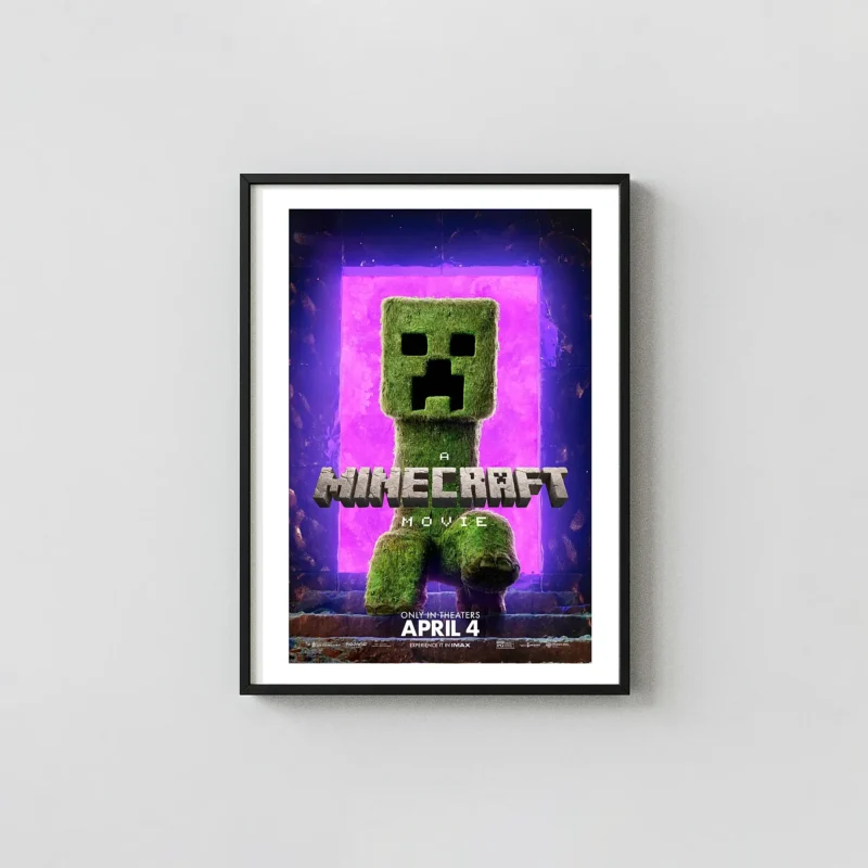 Minecraft Movie Poster | Creeper & Nether Portal Wall Art | 2025 Film