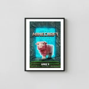 Minecraft Movie (2025) Poster | Live-Action Pink Sheep Wall Movie Posters xe2x80x93 Portrait Frame Wall Art Mockup | MerchFuse