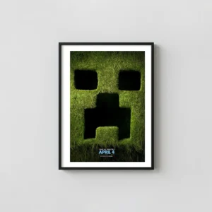 Minecraft Movie | Creeper Poster | Realistic Moss & Grass Movie Posters xe2x80x93 Portrait Frame Wall Art Mockup | MerchFuse
