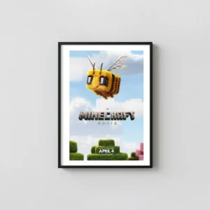 A Minecraft Movie | Official Poster | Fuzzy Bee Character Art Movie Posters xe2x80x93 Portrait Frame Wall Art Mockup | MerchFuse