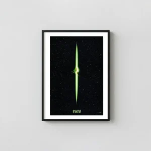 Alien Resurrection | Movie Poster | Minimalist Green Energy Beam Sci-Fi Alien Movie Poster xe2x80x93 Portrait Frame Wall Art Mockup | MerchFuse