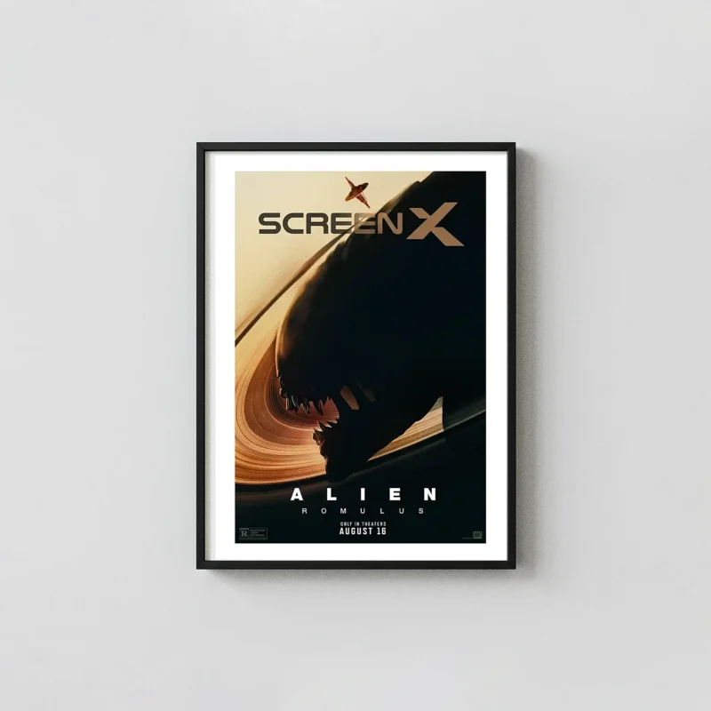 Alien: Romulus | Movie Poster | Xenomorph Silhouette Sci-Fi Alien Movie Poster xe2x80x93 Portrait Frame Wall Art Mockup | MerchFuse