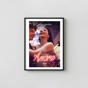 Anora (2024) | Movie Poster | Palme d'Or Neon Title Movie Posters xe2x80x93 Portrait Frame Wall Art Mockup | MerchFuse