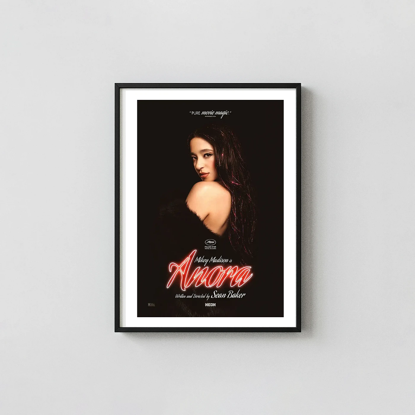 Anora (2024) Movie Poster Neon Script Mikey Madison - movie poster wall art print