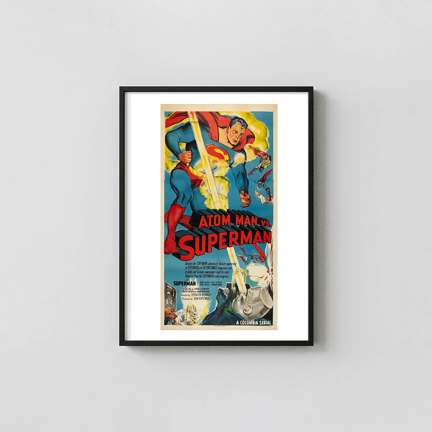 Atom Man vs. Superman Vintage Movie Poster Iconic 1950s Columbia Serial Art - movie poster wall art print