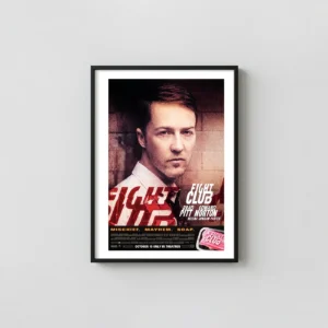 Fight Club | Movie Poster | Edward Norton Narrator Action & Adventure Movie Posters xe2x80x93 Portrait Frame Wall Art Mockup | MerchFuse