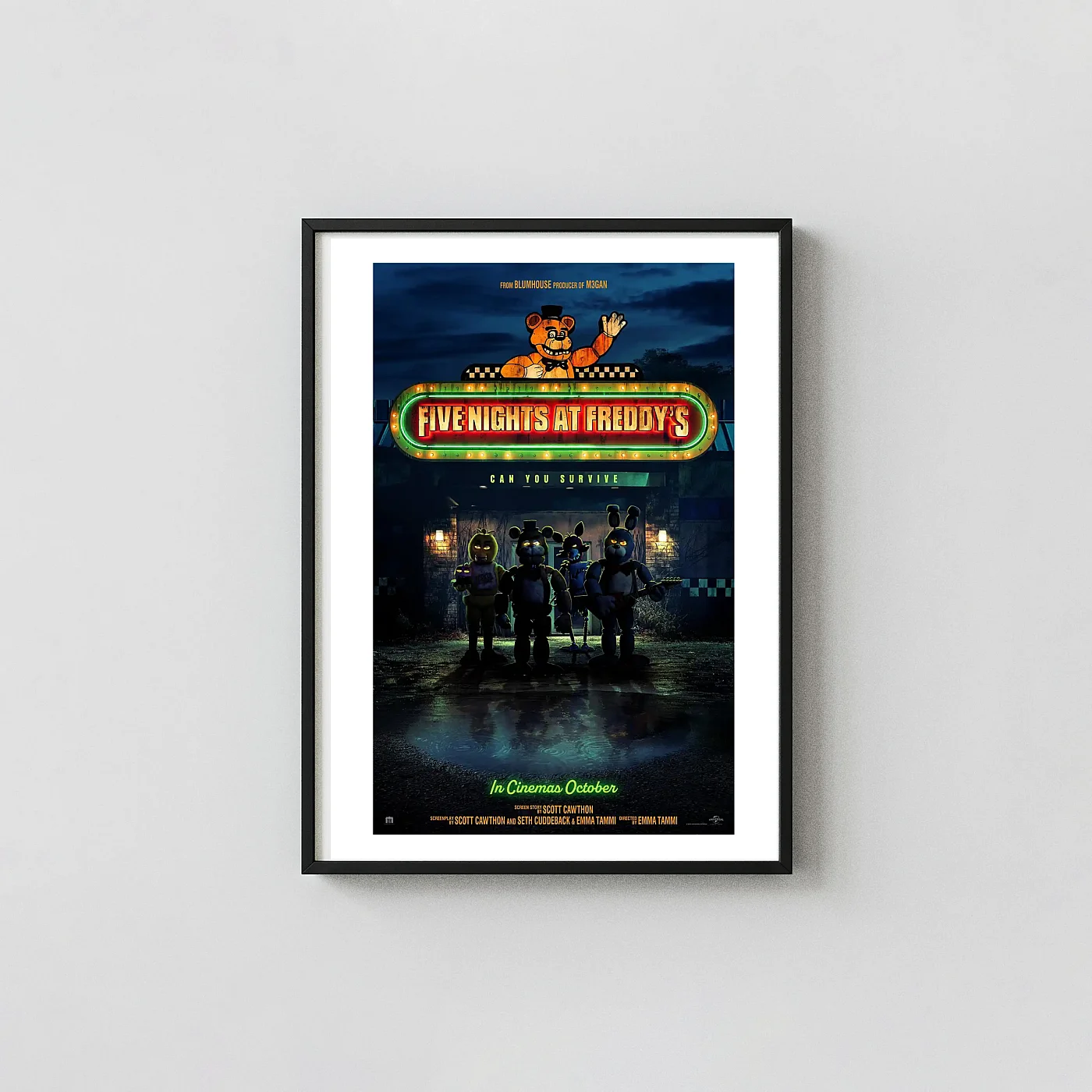 Five Nights at Freddy's Movie Poster Freddy Fazbear Neon Sign Art - movie poster wall art print