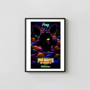 Five Nights at Freddy's Foxy | Movie Poster | Glowing Eye Ball Pit Art Five Nights at Freddy's Movie Posters xe2x80x93 Portrait Frame Wall Art Mockup | MerchFuse