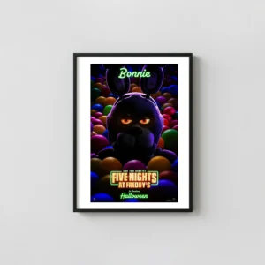 FNAF Bonnie | 2023 Movie Poster | Glowing Red Eyes Horror Horror Movies Posters xe2x80x93 Portrait Frame Wall Art Mockup | MerchFuse
