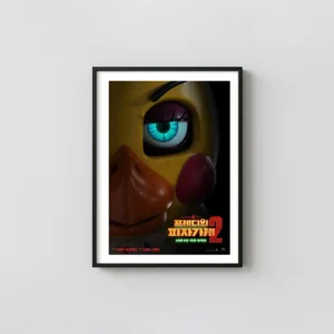 Five Nights at Freddy's 2 | Movie Poster | Toy Chica Glowing Eye Art Five Nights at Freddy's Movie Posters xe2x80x93 Portrait Frame Wall Art Mockup | MerchFuse