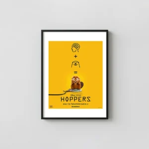 Hoppers | Movie Poster | Disney Pixar Yellow Key Animation and Anime Posters xe2x80x93 Portrait Frame Wall Art Mockup | MerchFuse