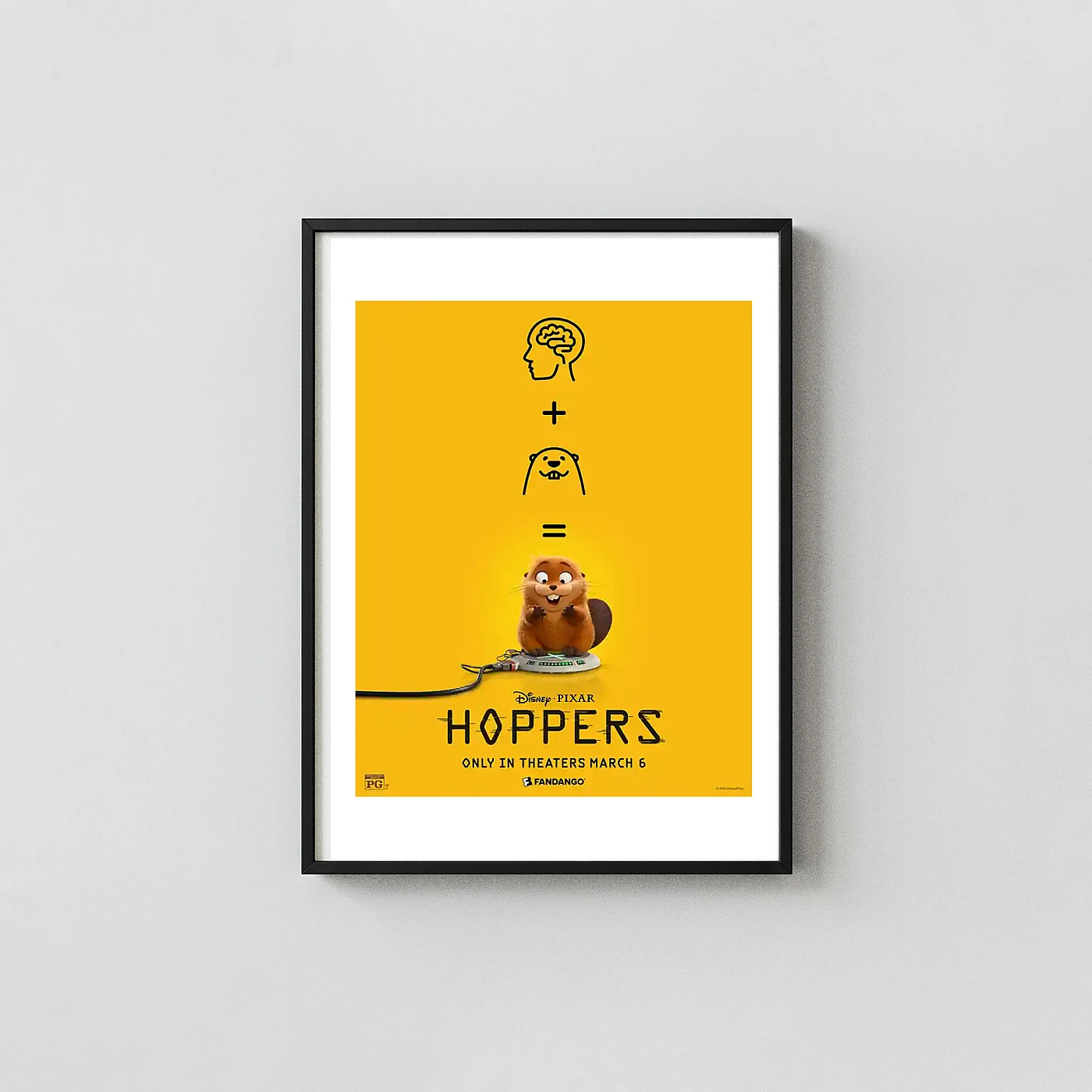Hoppers | Movie Poster | Disney Pixar Yellow Key Animation and Anime Posters xe2x80x93 Portrait Frame Wall Art Mockup | MerchFuse