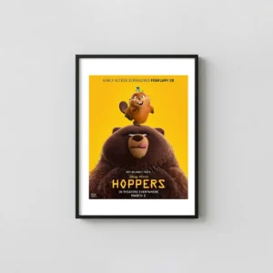 Hoppers | Movie Poster | Pixar Bear & Beaver Duo Animation and Anime Posters xe2x80x93 Portrait Frame Wall Art Mockup | MerchFuse