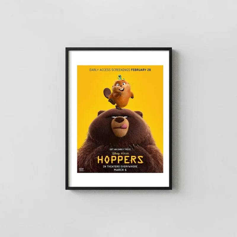Hoppers | Movie Poster | Pixar Bear & Beaver Duo Art Print