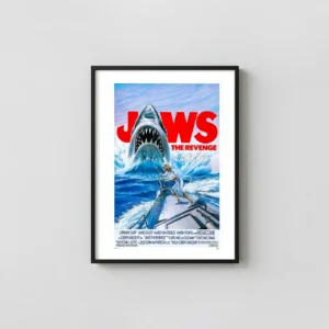 Jaws The Revenge (1987) | Classic Film Poster | Great White Shark Movie Posters xe2x80x93 Portrait Frame Wall Art Mockup | MerchFuse