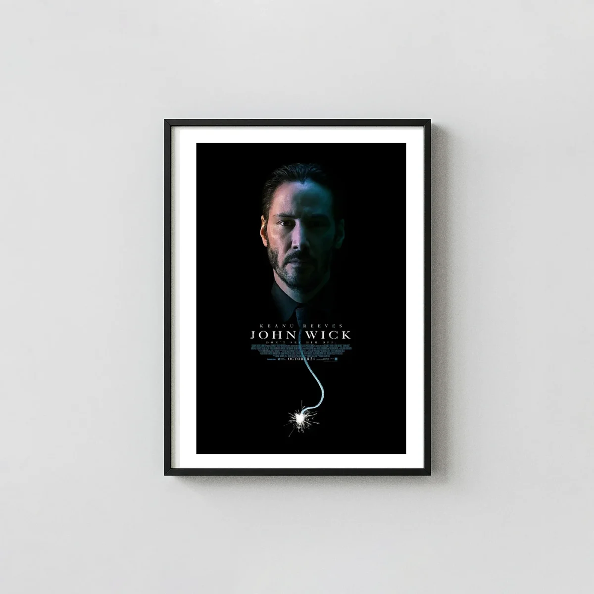 John Wick (2014) | Movie Poster | Minimalist Keanu Reeves Portrait Action & Adventure Movie Posters xe2x80x93 Portrait Frame Wall Art Mockup | MerchFuse