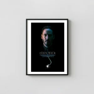 John Wick (2014) | Movie Poster | Minimalist Keanu Reeves Portrait Action & Adventure Movie Posters xe2x80x93 Portrait Frame Wall Art Mockup | MerchFuse