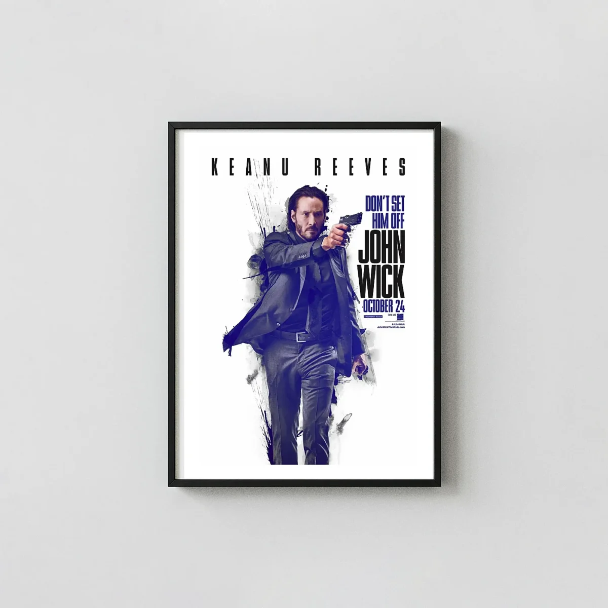 John Wick | Movie Poster | Keanu Reeves Minimalist Action Action & Adventure Movie Posters xe2x80x93 Portrait Frame Wall Art Mockup | MerchFuse