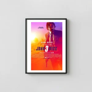 John Wick 3: Parabellum | Movie Poster | Iconic Neon Action Film Action & Adventure Movie Posters xe2x80x93 Portrait Frame Wall Art Mockup | MerchFuse