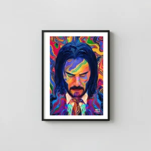 John Wick 3 Parabellum | Movie Poster | Psychedelic Fluid Action & Adventure Movie Posters xe2x80x93 Portrait Frame Wall Art Mockup | MerchFuse