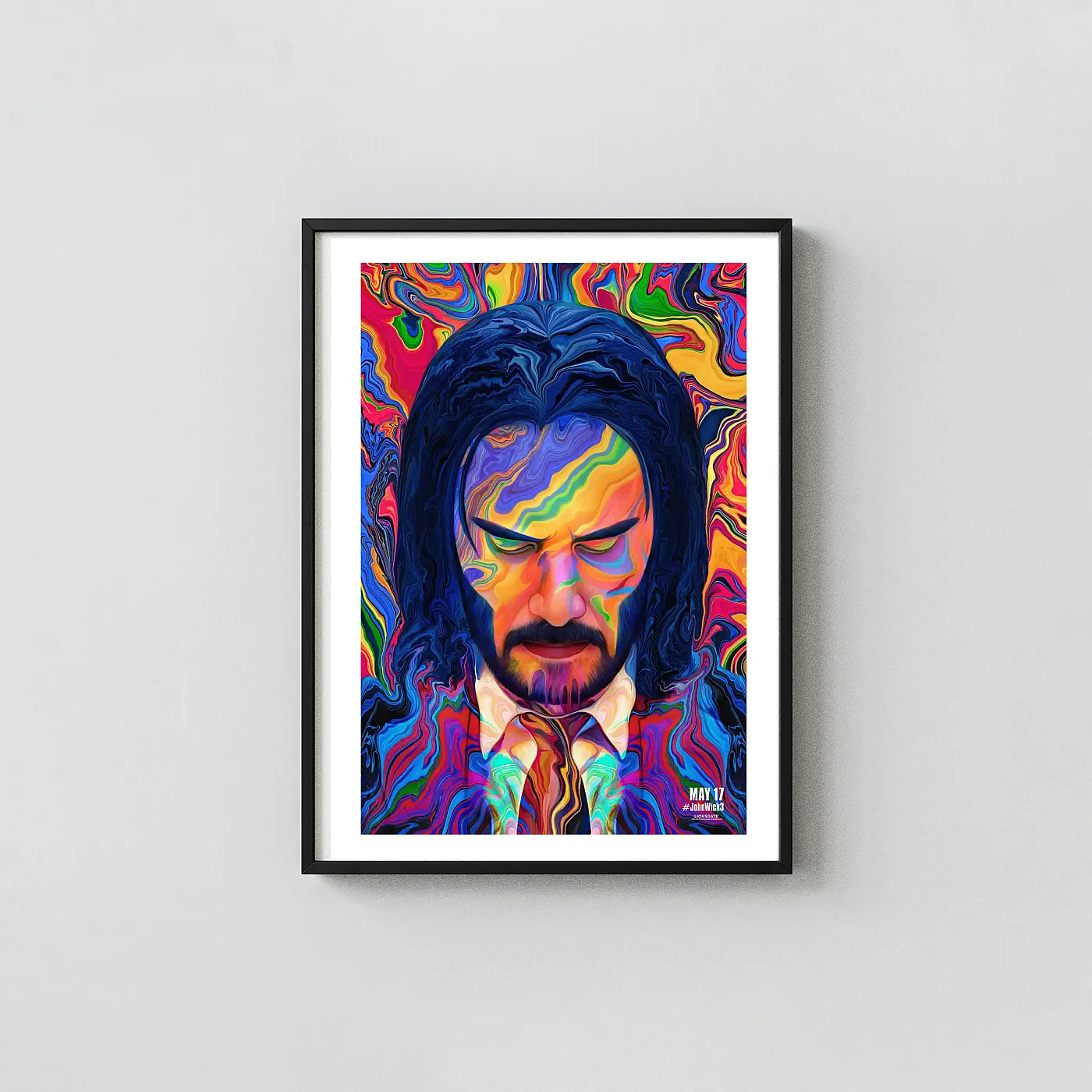 John Wick 3 Parabellum Movie Poster Psychedelic Fluid - movie poster wall art print