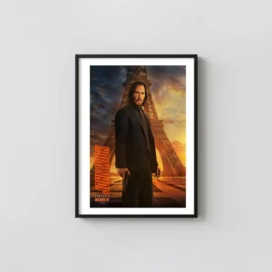 John Wick: Chapter 4 | Movie Poster | Keanu Reeves & Eiffel Tower Action & Adventure Movie Posters xe2x80x93 Portrait Frame Wall Art Mockup | MerchFuse