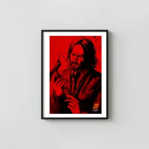 John Wick Chapter 4 | Movie Poster | Crimson Red Reload Action & Adventure Movie Posters xe2x80x93 Portrait Frame Wall Art Mockup | MerchFuse