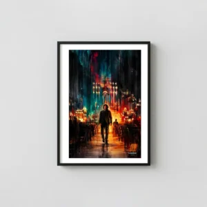 John Wick: Chapter 4 | Movie Poster | Impressionist Neon Action & Adventure Movie Posters xe2x80x93 Portrait Frame Wall Art Mockup | MerchFuse