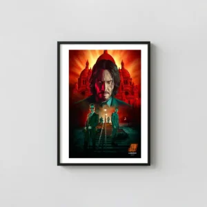 John Wick: Chapter 4 | Movie Poster | Dramatic Sacré-Cœur Action & Adventure Movie Posters xe2x80x93 Portrait Frame Wall Art Mockup | MerchFuse