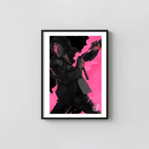 John Wick: Chapter 4 | Movie Poster | Neon Pink Graphic Action & Adventure Movie Posters xe2x80x93 Portrait Frame Wall Art Mockup | MerchFuse