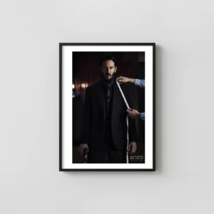 John Wick Chapter 2 | Movie Poster | Bulletproof Suit Tailor Scene Action & Adventure Movie Posters xe2x80x93 Portrait Frame Wall Art Mockup | MerchFuse