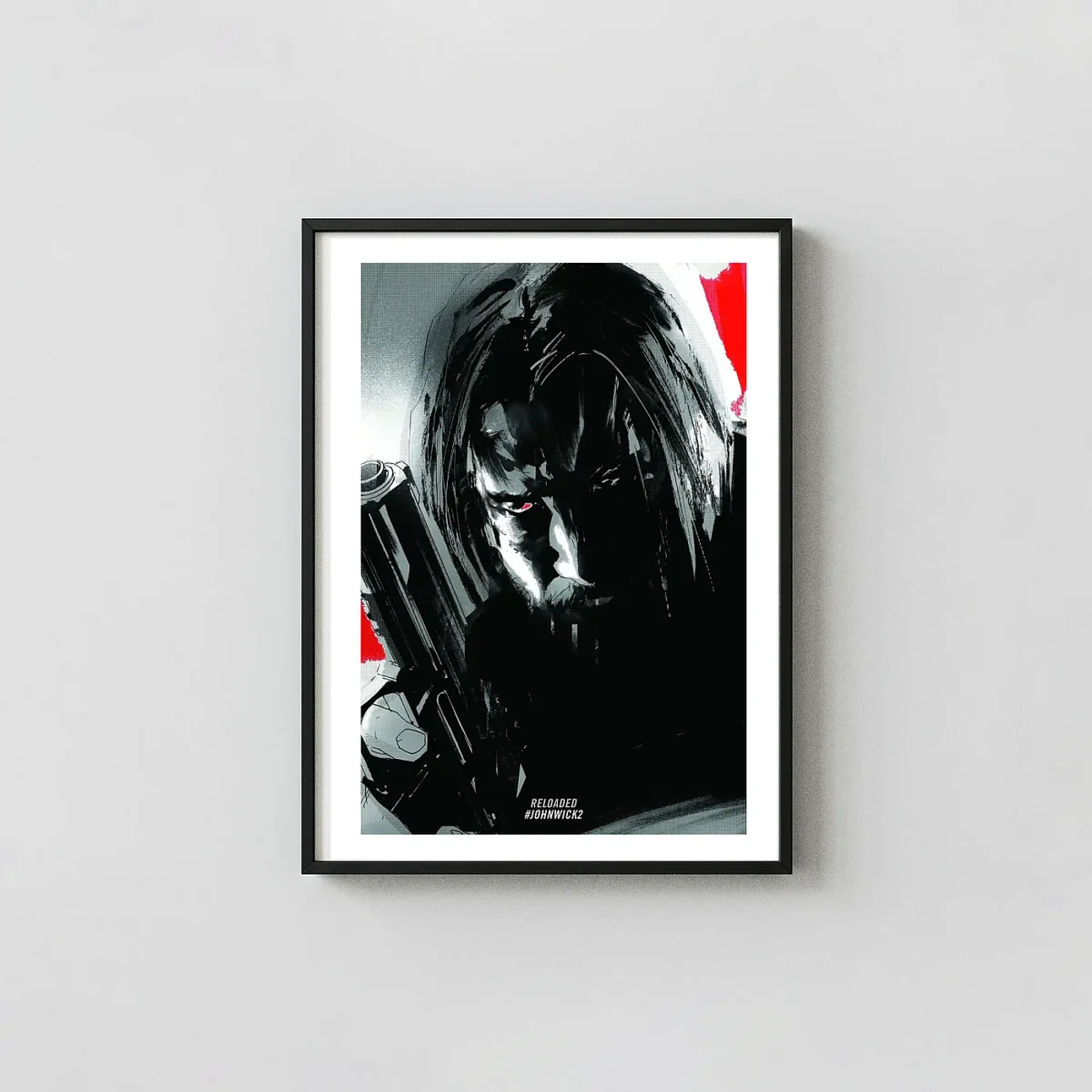 John Wick: Chapter 2 | Movie Poster | Graphic Novel Noir Action & Adventure Movie Posters xe2x80x93 Portrait Frame Wall Art Mockup | MerchFuse