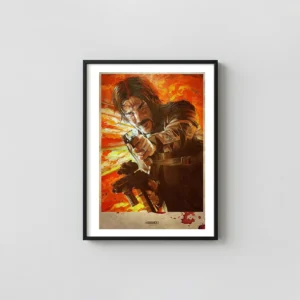 John Wick 2 | Movie Poster | Dramatic Oil Paint Style Action & Adventure Movie Posters xe2x80x93 Portrait Frame Wall Art Mockup | MerchFuse