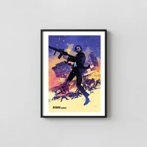 John Wick Chapter 2 Poster | Action Movie Wall Art | Neon Illustration Action & Adventure Movie Posters xe2x80x93 Portrait Frame Wall Art Mockup | MerchFuse