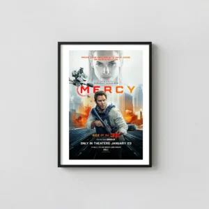 Mercy (2026) Movie Poster | Chris Pratt Sci-Fi Action Wall Movie Posters xe2x80x93 Portrait Frame Wall Art Mockup | MerchFuse