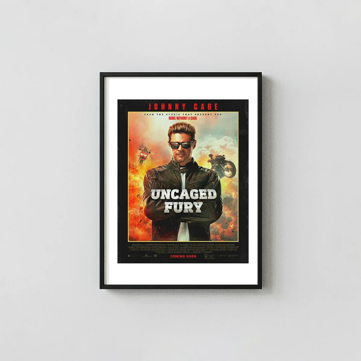 Johnny Cage | Movie Poster | Uncaged Fury Action Wall Action & Adventure Movie Posters xe2x80x93 Portrait Frame Wall Art Mockup | MerchFuse