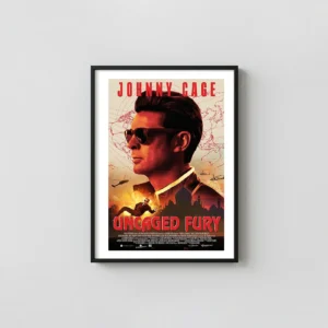 Johnny Cage Mortal Kombat | Movie Poster | Uncaged Fury Retro Action & Adventure Movie Posters xe2x80x93 Portrait Frame Wall Art Mockup | MerchFuse