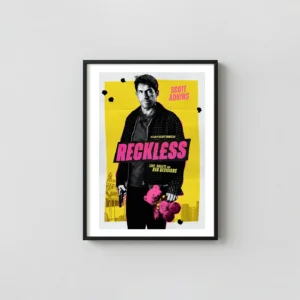 Reckless Scott Adkins | Movie Poster | Neon Pink Teddy Bear Action & Adventure Movie Posters xe2x80x93 Portrait Frame Wall Art Mockup | MerchFuse