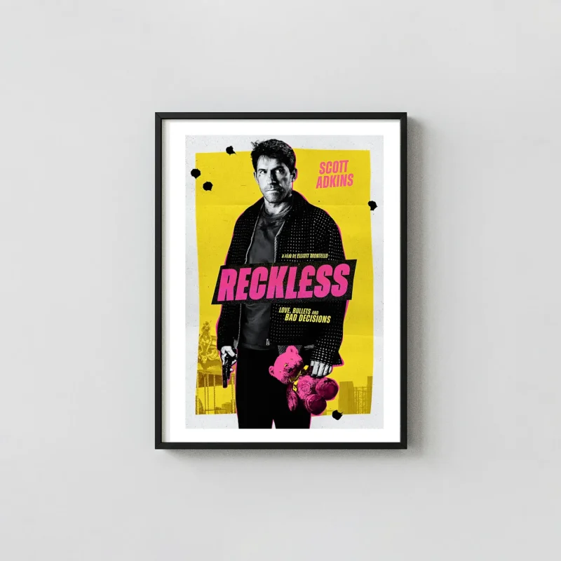 Reckless Scott Adkins | Movie Poster | Neon Pink Teddy Bear Art Print