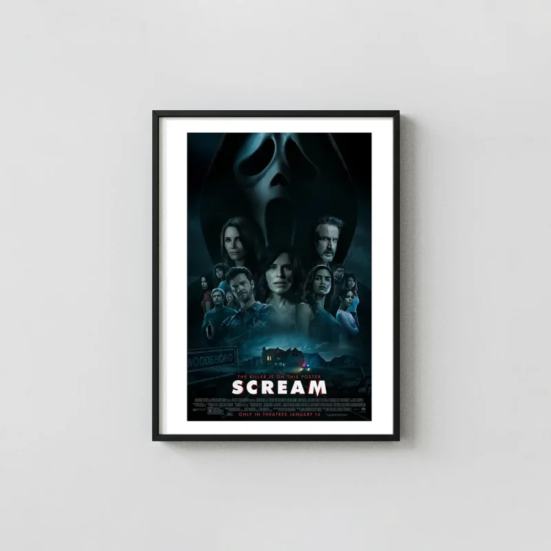 Scream (2022) | Horror Movie Poster | Ghostface Mask & Main Cast Print