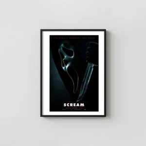 Scream Movie Poster | Ghostface Mask & Knife Slasher Horror Movies Posters xe2x80x93 Portrait Frame Wall Art Mockup | MerchFuse