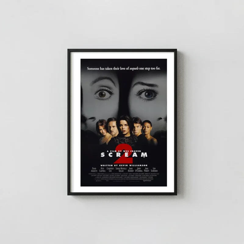 Scream 2 (1997) | Horror Movie Poster | Iconic Eyes & Cast Wall Art