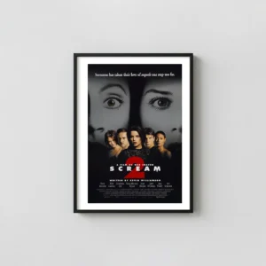 Scream 2 | Horror Movie Poster | Iconic Eyes & Core Cast Wall Horror Movies Posters xe2x80x93 Portrait Frame Wall Art Mockup | MerchFuse