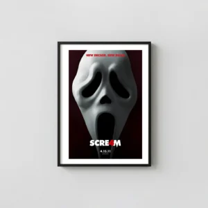 Scream 4 | Movie Poster | Iconic Ghostface Mask Horror Horror Movies Posters xe2x80x93 Portrait Frame Wall Art Mockup | MerchFuse
