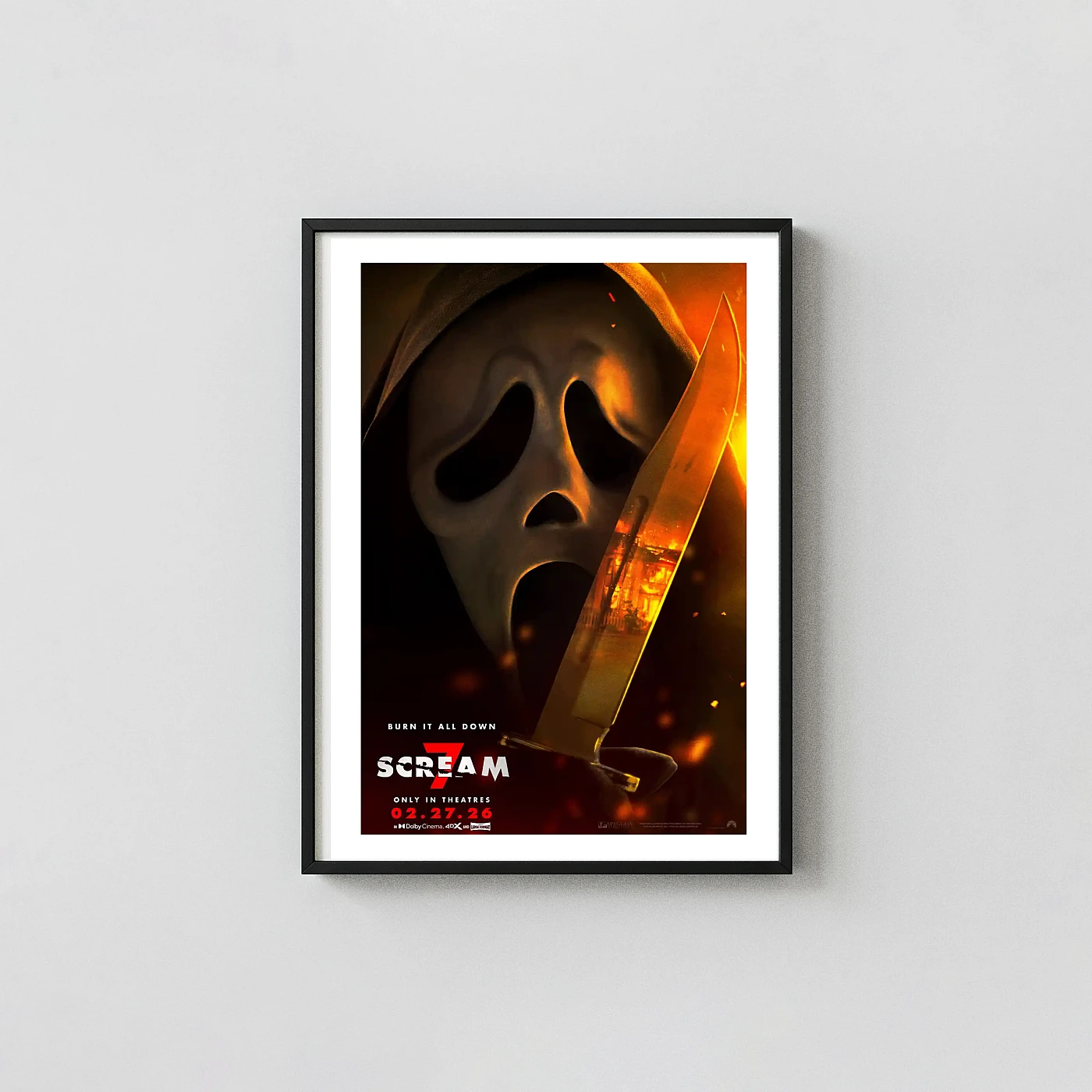 Scream 7 Movie Poster Ghostface, Knife & Fire Reflection Art - movie poster wall art print