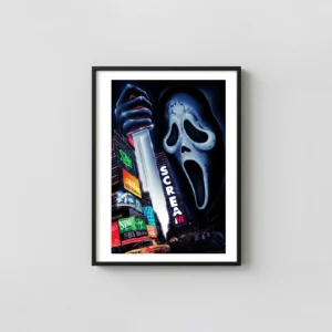 Scream VI | Horror Movie Poster | Ghostface Knife Times Square Art Horror Movies Posters xe2x80x93 Portrait Frame Wall Art Mockup | MerchFuse