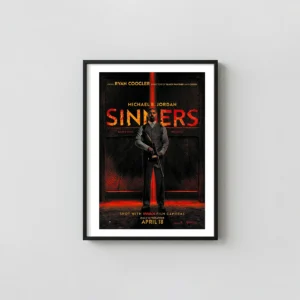 Sinners (2025) | Movie Poster | Michael B. Jordan Dark Action & Adventure Movie Posters xe2x80x93 Portrait Frame Wall Art Mockup | MerchFuse