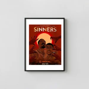 Sinners | Movie Poster | Fiery Red Demon Hands Thriller Action & Adventure Movie Posters xe2x80x93 Portrait Frame Wall Art Mockup | MerchFuse